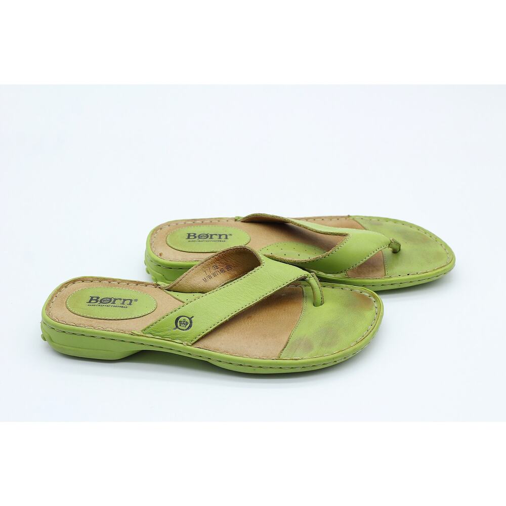 Born Green Leather Toe-Post Sandals